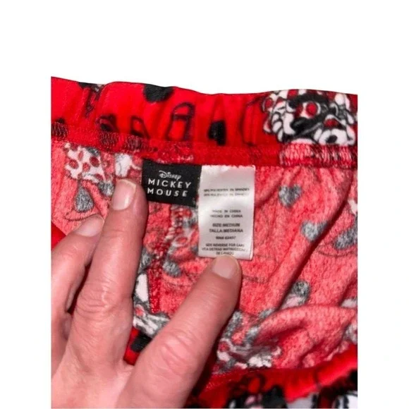 Disney Womens Mickey‎ Minnie Mouse Valentine's Loungewear Pajama Pants Red Sz M - Picture 4 of 7